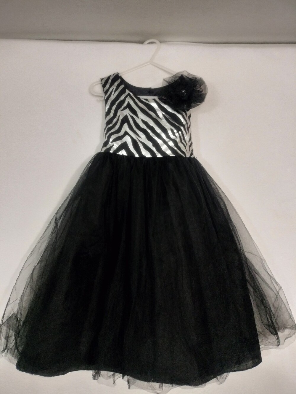 Holiday Editions Black and Silver Zebra Print Dress